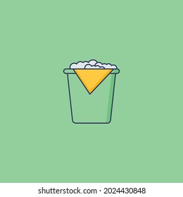 Water Bucket Icon Isolated On Green  Background