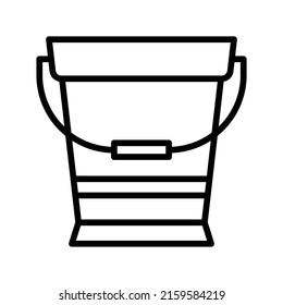 Water Bucket Icon. Line Art Style Design Isolated On White Background