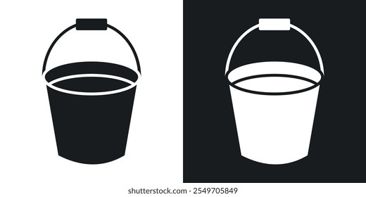 Water bucket icon pack in black color.