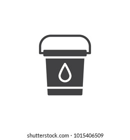 Water bucket icon vector, filled flat sign, solid pictogram isolated on white. Bucket to extinguish the fire symbol, logo illustration.