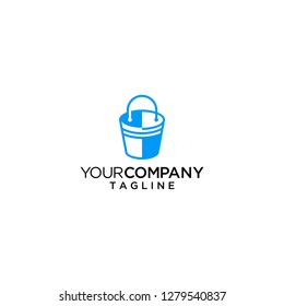 water bucket logo vector icon template