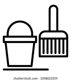 A water bucket with mopping brush concept of janitor services