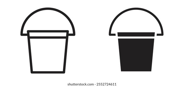 Water bucket vector icon set black filled and outlined style.