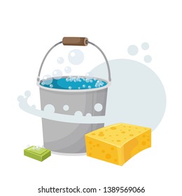 water bucket for washing vector illustration