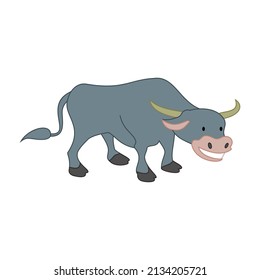 Water Buffalo Animal On A White Background.Vector Image