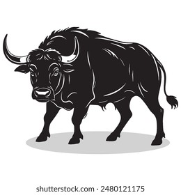 Water Buffalo outline and symbols. Dark level variety basic exquisite white foundation Water Buffalo animal vector and silhouette icon.