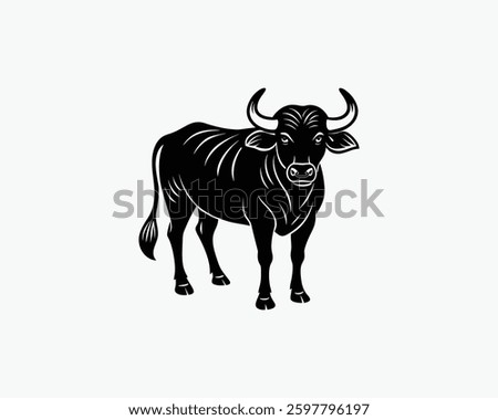 water buffalo vector art black illustration design