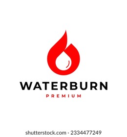 WATER BURN FIRE FLAME FITNESS NUTRITION LOGO VECTOR ICON ILLUSTRATION