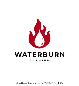 WATER BURN FIRE FLAME ORGANIC NUTRITION LOGO VECTOR ICON ILLUSTRATION