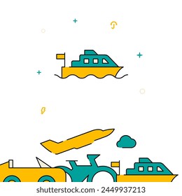 Water bus, pleasure boat filled line vector icon, simple illustration, transport related bottom border.