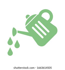 water can and drops icon over white background, silhouette style, vector illustration