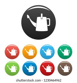 Water can icons set 9 color vector isolated on white for any design