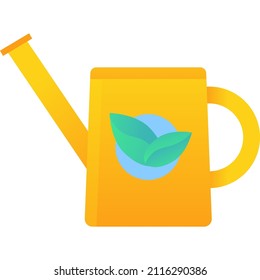 Water can with sprinkle icon flat vector. Garden equipment tool for care of flower. Pot shower sprinkler isolated on white background