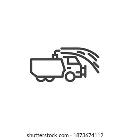 Water Cannon Truck Line Icon. Linear Style Sign For Mobile Concept And Web Design. Police Water Truck Outline Vector Icon. Symbol, Logo Illustration. Vector Graphics