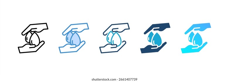Conjunto de iconos de cuidado de agua colección de estilo múltiple