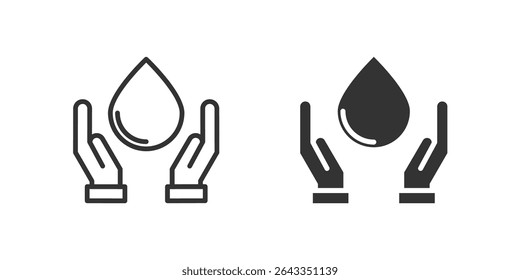 Water care icon set representing water conservation and eco hygiene.