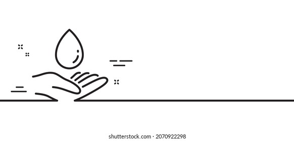 Water care line icon. Clean aqua drop sign. Hand symbol. Minimal line illustration background. Water care line icon pattern banner. White web template concept. Vector