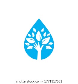 Water care vector logo design. Nature logo design template.