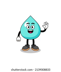water cartoon doing wave hand gesture , character design