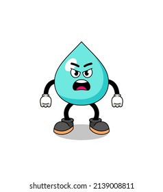 water cartoon illustration with angry expression , character design