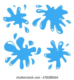 Water Cartoon Splash Blots. Vector Illustrations