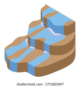 Icono de cascada de agua. Isométrico icono vectorial de cascada de agua para diseño web aislado en fondo blanco