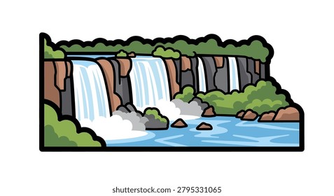 Water cascading down rocky waterfall