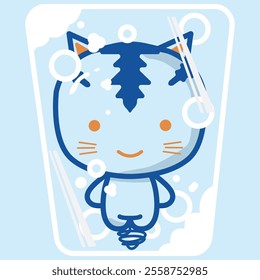 Water cat spirit vector illustration for element design