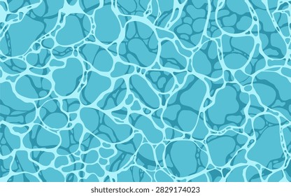 Water caustics blue vector seamless pattern background. 