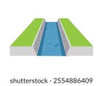 Water channel. Simple flat illustration in perspective view.