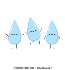 Water character design. Water drop vector.