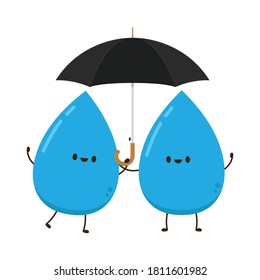 Water character design. umbrella vector. water drop.
