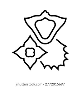 Water chestnut icon. Food and nuts line symbol. Black and white.