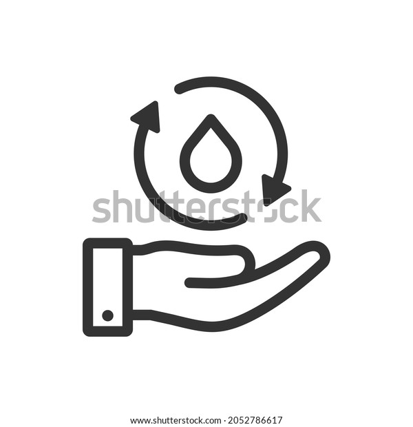 Water circulation on hand icon design\
isolated on white background. Vector\
illustration