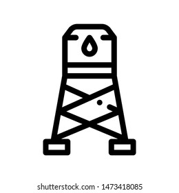Water Cistern Tower Vector Sign Thin Line Icon. Health Clean Water In Reservoir, Treatment Linear Pictogram. Recycling Environmental Ecosystem Plumbing Industry Monochrome Contour Illustration