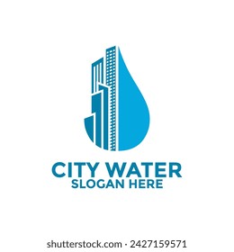 Water City logo design vector, Nature Water With City Logo icon Template