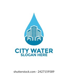 Vector de diseño de logotipo de Ciudad de Agua, Plantilla de icono de logotipo de Ciudad de Agua con Naturaleza