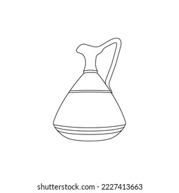 Water Clay Jug Outline Icon Illustration on White Background