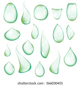 Water clean drops on green background art