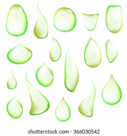 Water clean drops on green background art