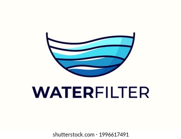 water clean filter logo or icon. healthy natural water treatment tank. fresh and pure mineral water logo design.