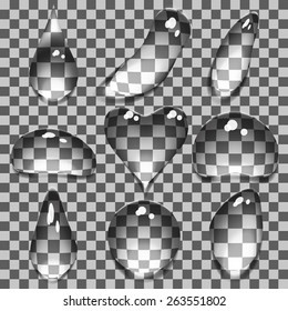 Water clean transparent drops isolated vector illustration