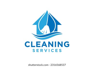 water cleaning logo combination with home, brush logo