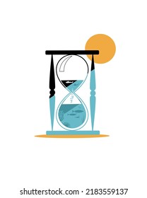 A Water Clock With Marine Life. Logo. Vector Illustration.