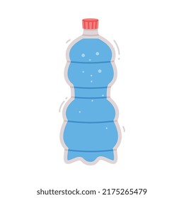 Agua en frasco de plástico cerrado con H2O líquido puro vertido en vectores interiores Ilustración
