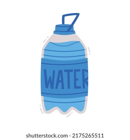 Agua en frasco de plástico cerrado con H2O líquido puro vertido en vectores interiores Ilustración