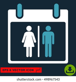 Water Closet Calendar Day icon. Vector EPS illustration style is flat iconic bicolor symbol, blue and white colors.