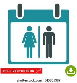 Water Closet Calendar Day icon. Vector EPS illustration style is flat iconic bicolor symbol, soft blue colors.