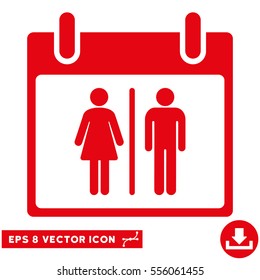 Water Closet Calendar Day icon. Vector EPS illustration style is flat iconic symbol, red color.