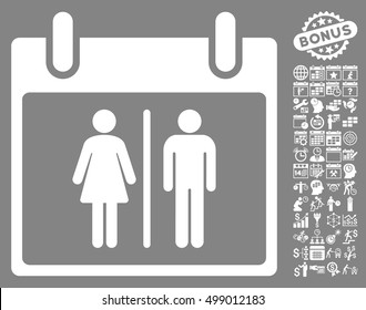 Water Closet Calendar Day pictograph with bonus calendar and time management clip art. Vector illustration style is flat iconic symbols, white, gray background.